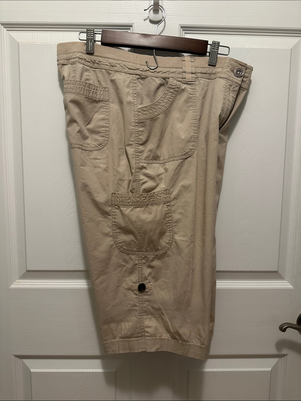 Chico's Tan Cargo Capris with Utility Pockets - Picture 4 of 5